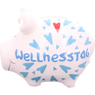 KCG Sparschwein Wellnesstag Spardose aus Keramik mit Gummi-Verschluss Kleinschwein 12,5 x 9 x 9 cm