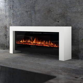 muenkel design bridge [moderner Optiflame Design Elektrokamin]: weiß (warm) - 2100 mm