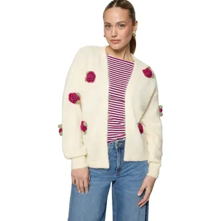 Zero Strickjacke mit bunten 3D Blumen Patch Cream/Pink S