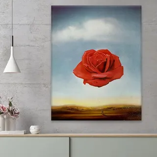 Leinwand Druck Wandbild XXL- Salvador Dali Meditative Rose Flower Leinwand Gemälde Poster und Drucke Wand Pop Art Bild Home Decor 80x120cm Rahmenlos