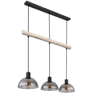 GLOBO Pendelleuchte 3-flg. 80 cm höhenverstellbar Holz Glas schwarz braun
