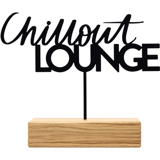 Rerum & Consilium Chillout Lounge Metall/Holzaufsteller | Moderne Industrial Deko mit | 28 x 20,5 cm | Tischdeko/Wohnzimmerdeko