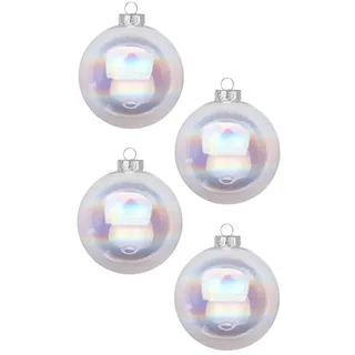 Weihnachtskugeln 12 STK 8cm | Schöne Christbaumkugeln aus Glas | Große Kugeln in Karton-Box | Christbaumschmuck Weihnachtsbaumschmuck Weihnachtsbaumkugeln (Irisierend | Durchsichtig Seifenblasen)