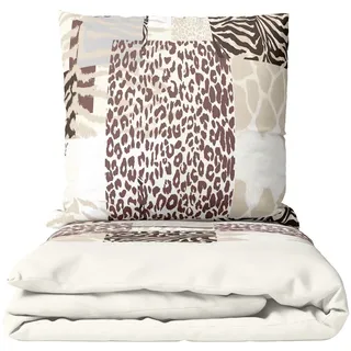 Leonado Vicenti Bettwäsche 135x200 cm Thermofleece Tierdruck Beige Braun Leopard Zebra flauschig Winterdesign