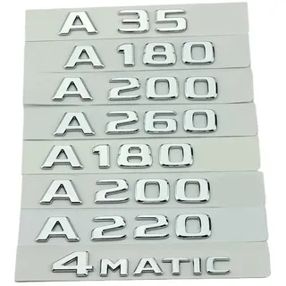 ERAKAFZTTK 3D ABS Schwarz Auto Stamm Buchstaben Fit for Mercedes Benz A Klasse A35 A45 A160 A180 A200 A220 A250 A260 Logo Emblem Aufkleber Zubehör(4MATIC)