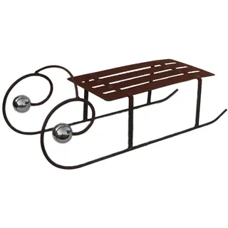 Bornhöft Schlitten 90cm Metall Rost Gartendeko Edelrost rostige Gartendekoration Edelstahlkugel Weihnachten rostige Deko