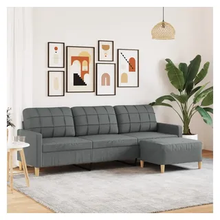vidaXL Couch Polyester 3-Sitzer Dunkelgrau
