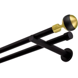 MDEKOR Gardinenstange 2-läufig Ø 19 mm 140 cm Schwarz/Gold