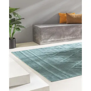 benuta Nest In- & Outdoor Teppich Bonte - Türkis 160x230 cm - Strapazierfähig & Pflegeleicht - Für Balkon, Terrasse, Garten - Küchenteppich & Wohnzimmerteppich - Geometrisch, Boho-Style, Hygge Cozy