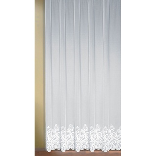 Homemaison Vorhang mit Spiralmotiv, Polyester, Weiß, 245 x 300 cm