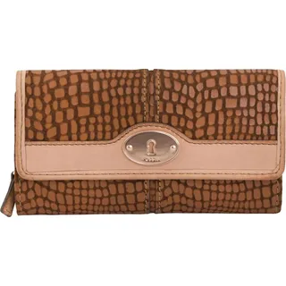 Damen Geldbörse Fossil Leder Geldbörse Maddox 24 Clutch Sattelbraun
