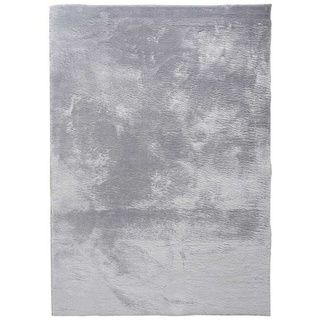 Hochflor-Teppich LOFT, 150 x 230 cm, Silbergrau, Polyester, merinos, rechteckig, Höhe: 19 mm, mit rutschhemmender Unterseite silberfarben