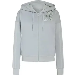 ADIDAS Damen Kapuzensweat ESSENTIALS 3-STREIFEN FRENCH TERRY FULL ZIP, Größe L in Silber Silber