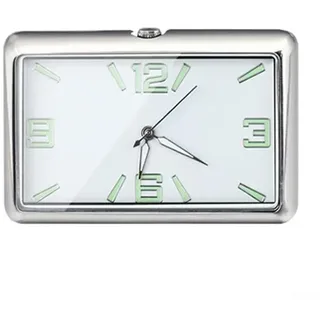 Digitale Quarz-Auto-Uhr mit rechteckigem Glas-Zifferblatt, quadratisches Design, klares Display, geeignet für Fahrzeug-Armaturenbrett, inkl. Montagezubehör (White Parade)