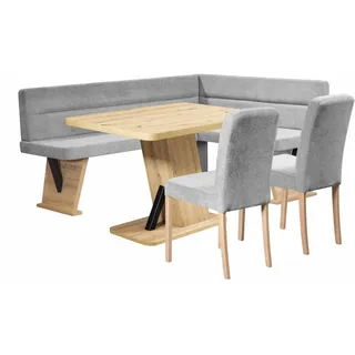 Home Affaire Eckbankgruppe HOME AFFAIRE "Laros Sitzgruppe, Eckbank, Stühle, Tisch", grau (grau, grau, natur), B:182cm H:85cm T:141cm, 100% PES, Sitzmöbel-Sets, Eckbankgruppe, perfekt für Küche, Esszimmer, Wohnzimmer, Bestseller