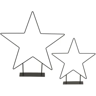 Metall Stern Aufsteller 2er Set - 40 / 30 cm - Weihnachts Tisch Fenster Deko