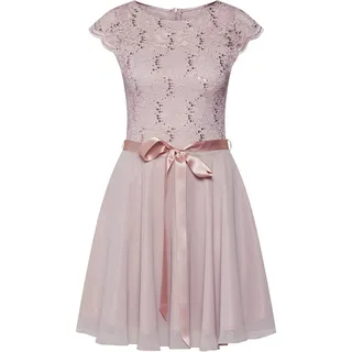 Swing Cocktailkleid aus floraler Spitze und Chiffon, Rosa, 36