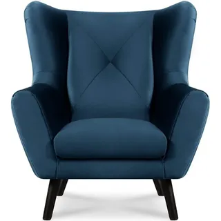 KONSIMO® Ohrensessel MIRO Sessel mit Armlehne, bequemer Schaumstoff im Sitz,wasserabweisender Oberstoff blau
