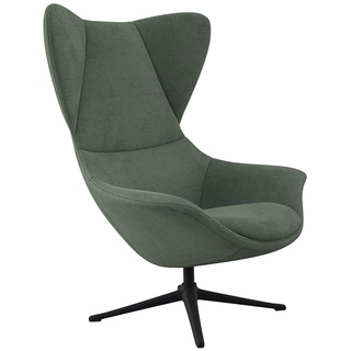 Ohrensessel FLEXLUX "Stilo Relaxsessel" Sessel Gr. Struktur, B/H/T: 90 cm x 115 cm x 88 cm, grün (dusty green) Ohrensessel Solitär, Stil-Ikone, drehbar, Fuß schwarz