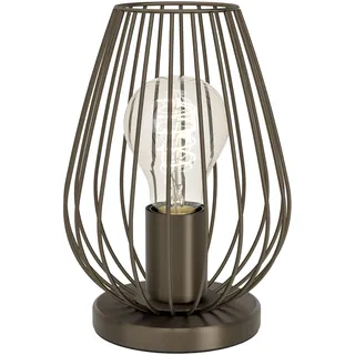 EGLO Nachttischlampe Newtown, Deko Tischleuchte Skandinavisch, Bronze | kleine Vintage Tischleuchte aus Metall in Bronzefarben, E27 Fassung, mit Schalter, 23 cm hoch
