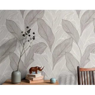 Erismann Vliestapete Palmblätter Tropisch Floral Beige/Grau 10,05 x 0,53 m 10282-38