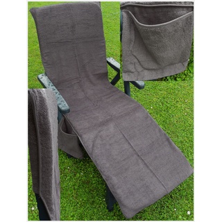 KH-Haushaltshandel Frottee Liege Stuhl Schon Bezug, mit Seitentasche, 190 x 60 cm, für Gartenliege Strandliege, Baumwolle, ÖKOTEX (grau)