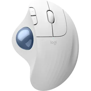 Logitech ERGO M575S kabellose Trackball-Maus | Kabellose ergonomische Maus, Bluetooth, verschlüsselter Dongle, Daumensteuerung, für PC/Mac - Weiß