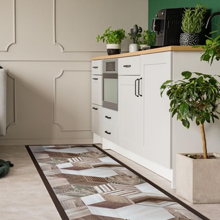 CREARREDA Teppich Läufer, Küchenläufer Vinyl rutschfest und waschbar, 100% Made in Italy Tepiche für Wohnzimmer, Küche