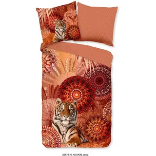 hip Wendebettwäsche Anakin, Satin, 2 teilig, Mako-Satin, 135x200, Reißverschluss, Wendeoptik, Mandala, Tiger, Terra bunt