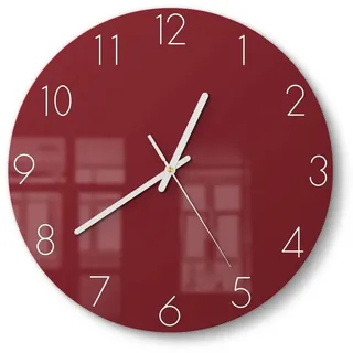 DEQORI Wanduhr 'Unifarben - Dunkelrot' (Glas Glasuhr modern Wand Uhr Design Küchenuhr) rot 30 cm x 30 cm