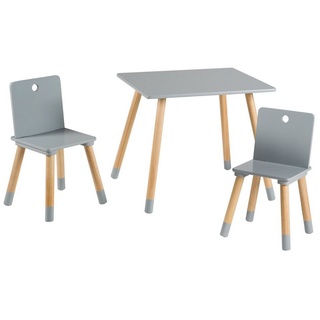 roba® Kindersitzgruppe Kindermöbel Set, (3-tlg), 2 Kinderstühlen & 1 Tisch, Holz, lackiert grau