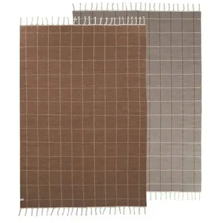 OYOY Kinderteppich Kinderteppich Grid caramel/beige beige