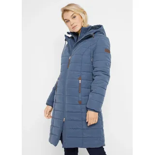 bonprix Steppmantel 2-in-1 Optik, blau, Gr.34, Trendiger Steppmantel mit Lederimitat Zeichen am Ärmel