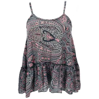 Guru-Shop T-Shirt Seidiges Boho Trägertop, luftiges Top, lockeres.. Festival, Ethno Style, alternative Bekleidung schwarz M