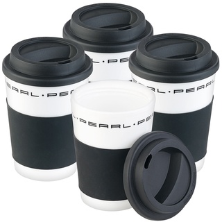 4er-Set Coffee-to-go-Becher mit Deckel, 350 ml, doppelwandig, BPA-frei