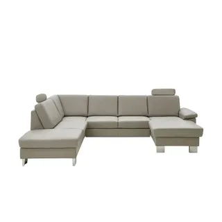 meinSofa Wohnlandschaft Leder 3-Sitzer Beige