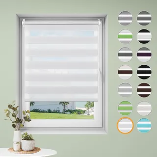 Doppelrollo klemmfix ohne Bohren B95 x H180cm-Stoffbreite 91cm Weiß Rollos für Fenster Fensterrollo innen ohne Bohren Klemmrollo Rollo Springrollos Sonnenschutz & Sichtschutz