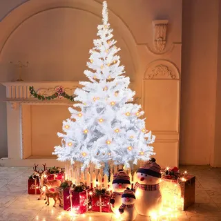 Froadp 150cm Künstlicher Weiß PVC Weihnachtsbaum Tannenbaum Kiefernadel(Weiß PVC, 150cm)