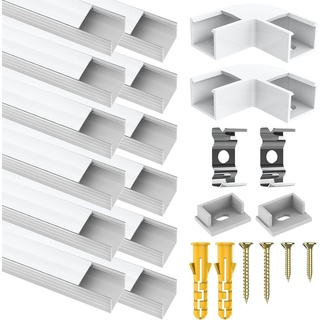 LED Profil Aluminium 12 Pack, LED Profil für Philips Hue LED Stripe/Streifen/Stripe, Alu Profil 1m/3.3ft für Led Kanal, Aluminium Profil für LED Band Zuhause Partei deko(Breite bis16mm)