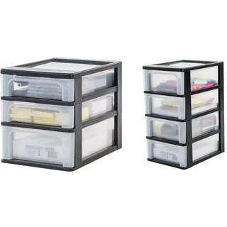 Iris Ohyama,Schubladenschrank/Schubladencontainer -Organizer Chest OCH-2004 - plastik, schwarz, 4 x 7 L, L35,5 x B26 x H49 cm+Ohyama, Organizer Chest OCH-2021-2 x 4L + 1 x 7L, L35,5 x B26 x H29,5 cm