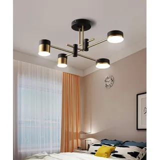 Lxysy Moderne LED Kronleuchter Dimmbare Wohnzimmer Deckenleuchte Acryl Esstischleuchte mit Fernbedienung Schwarz Gold Mehrkopf Deckenleuchte (schwarzes gold-4)
