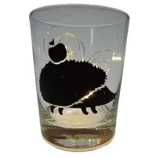 Lichtidee Teelicht Glas Windlicht Tischlicht Print mit Igel schwarz Herbst Handmade Unikat Ostern Muttertaggeschenk, Höhe 8cm,