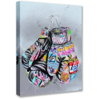 Banksy Street Art Decor Handhandschuhe Bilder Graffiti-Gemälde Boxhandschuhe Kunstwerk 1 Paneel Leinwand-Kunstwerk Wohnzimmer nordisches Haus Dekoration gerahmt fertig zum Aufhängen Poster und Drucke