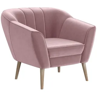 MEBLINI Sofa Sessel für Wohnzimmer - Mini Lounge für eine Person - Loungesessel - Armlehnstuhl - Armchair - KAIA - 1 - Rosa Samt