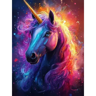 Horse Diamond Painting Groß XXL 70x90cm für Erwachsene Kinder ab 6 Jahre, 5D DIY Diamond Painting Einhorn, Diamant Malerei Bilder Stickerei Set, Full Drill Dimond Kristall Handwerk Geschenke F1-64