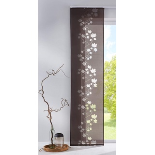 Gardinenbox Moderner Flächenvorhang Schiebegardine Leaf aus hochwertigem Ausbrenner-Stoff mit Klettband, 245x60 (HxB), Braun, 85610