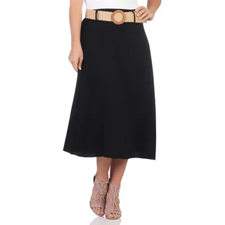simaranda Damen Rock Langer Rock Sommerrock Strandrock Maxirock Stufenrock Lang 2602 34-38 (Schwarz) - 34-38