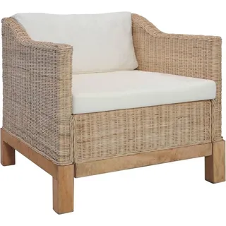 vidaXL Lounge-Sessel mit Auflagen Baumwolle/Polyester 72 x 74 x 0 cm Braun mit Kissen