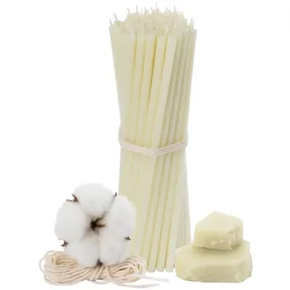 Weiße Bienenwachskerzen Nr. 140 – 50 Stück – 16 cm – Rauch- & Tropffrei – Für Bestattungen, Kirche, Rituale - Weiß
