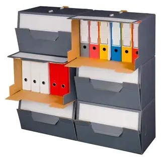 Smartboxpro Archivcontainer 227160410, für Ordner, mit Frontklappe, anthrazit, 10 Stück